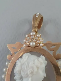 Broche- Pendentif or camée agate- 19ème siècle - Napoléon III