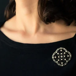 Broche perles fines et diamants Belle Epoque