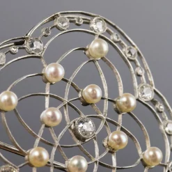 Broche perles fines et diamants Belle Epoque