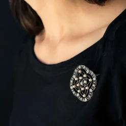 Broche perles fines et diamants Belle Epoque
