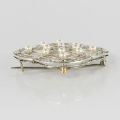 Broche perles fines et diamants Belle Epoque