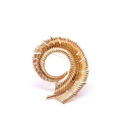 Broche plume en or jaune