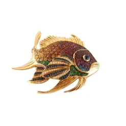 Broche Poisson Arc en Ciel Or Jaune, Série limitée 3 exemplaires