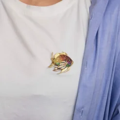 Broche Poisson Arc en Ciel Or Jaune, Série limitée 3 exemplaires