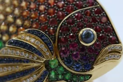 Broche Poisson Arc en Ciel Or Jaune, Série limitée 3 exemplaires