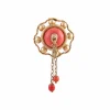 Broche Pompon Corail