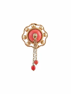 Broche Pompon Corail