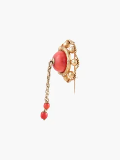 Broche Pompon Corail