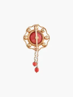 Broche Pompon Corail