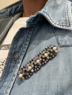 Broche époque Napoleon III - Diamants et perles