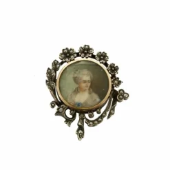 Broche portrait Argent Perles
