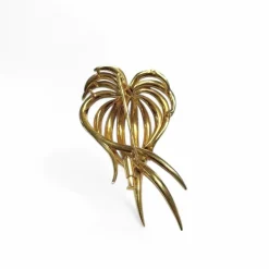 Broche « posidonie » or émaillé vert