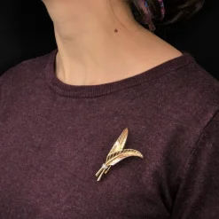 Broche rétro feuilles de fougère diamants