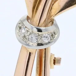 Broche rétro feuilles de fougère diamants