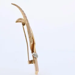 Broche rétro feuilles de fougère diamants