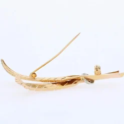 Broche rétro feuilles de fougère diamants