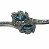 Broche rétro or gris, aigues-marines, diamants