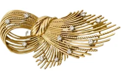 Broche Rétro Or Jaune 0.50 Ct Diamants