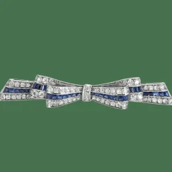 Broche ruban, diamants et saphirs
