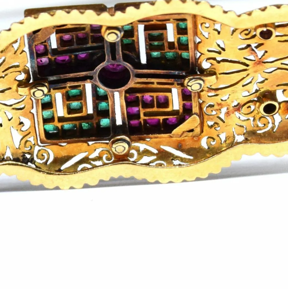 Broche rubis émeraude de l'époque victorienne