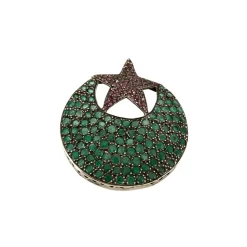 Broche rubis émeraudes