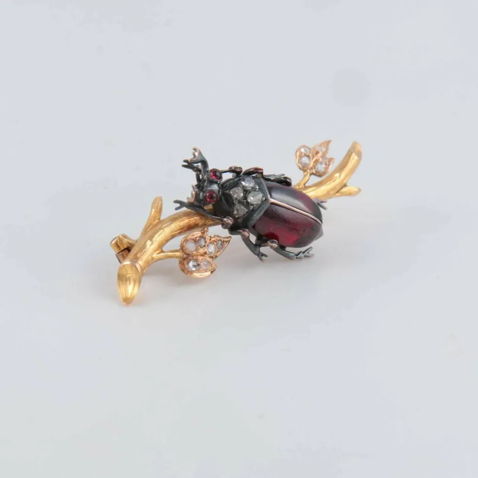 Broche Scarabée Grenat Napoléon III