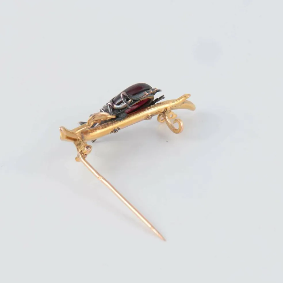Broche Scarabée Grenat Napoléon III