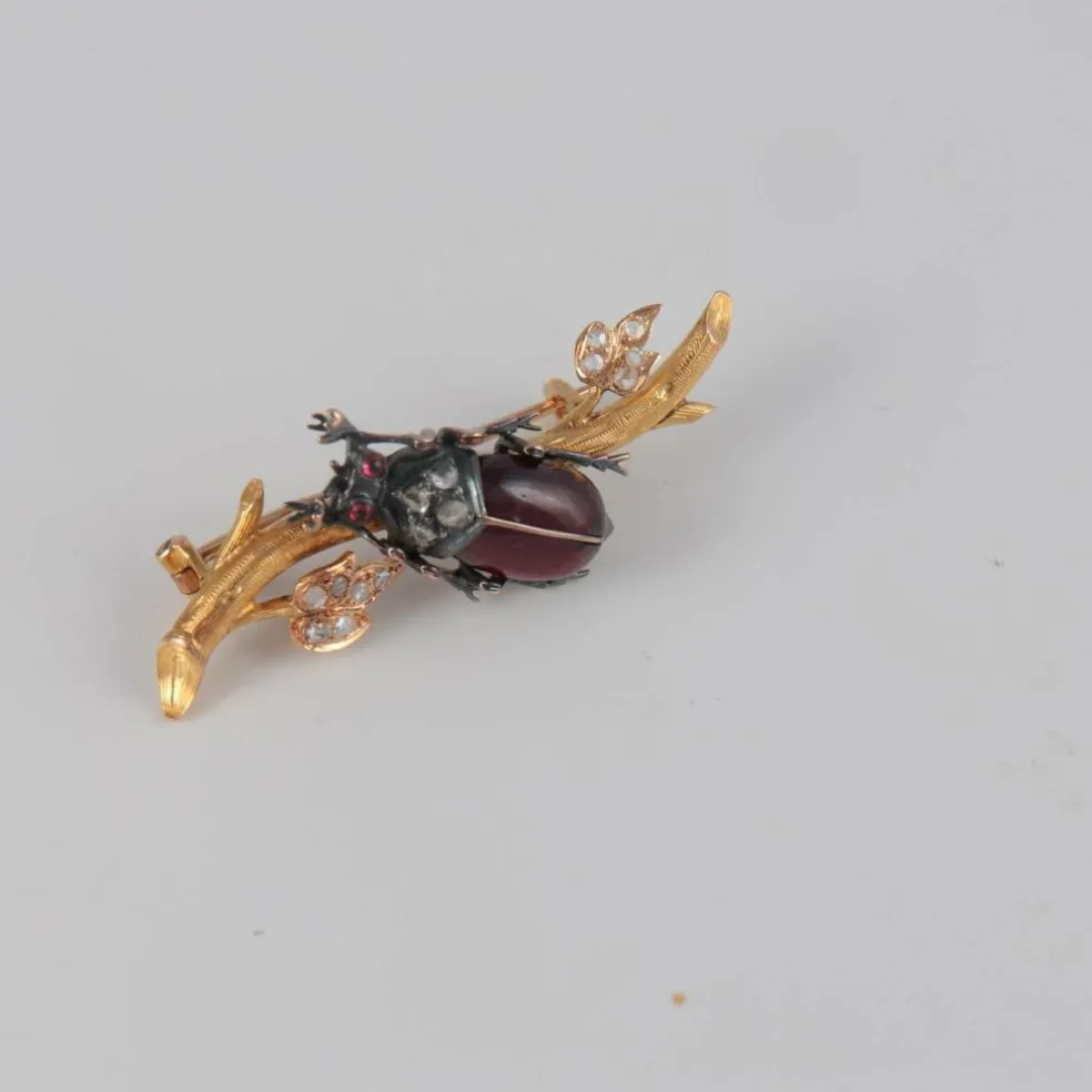 Broche Scarabée Grenat Napoléon III