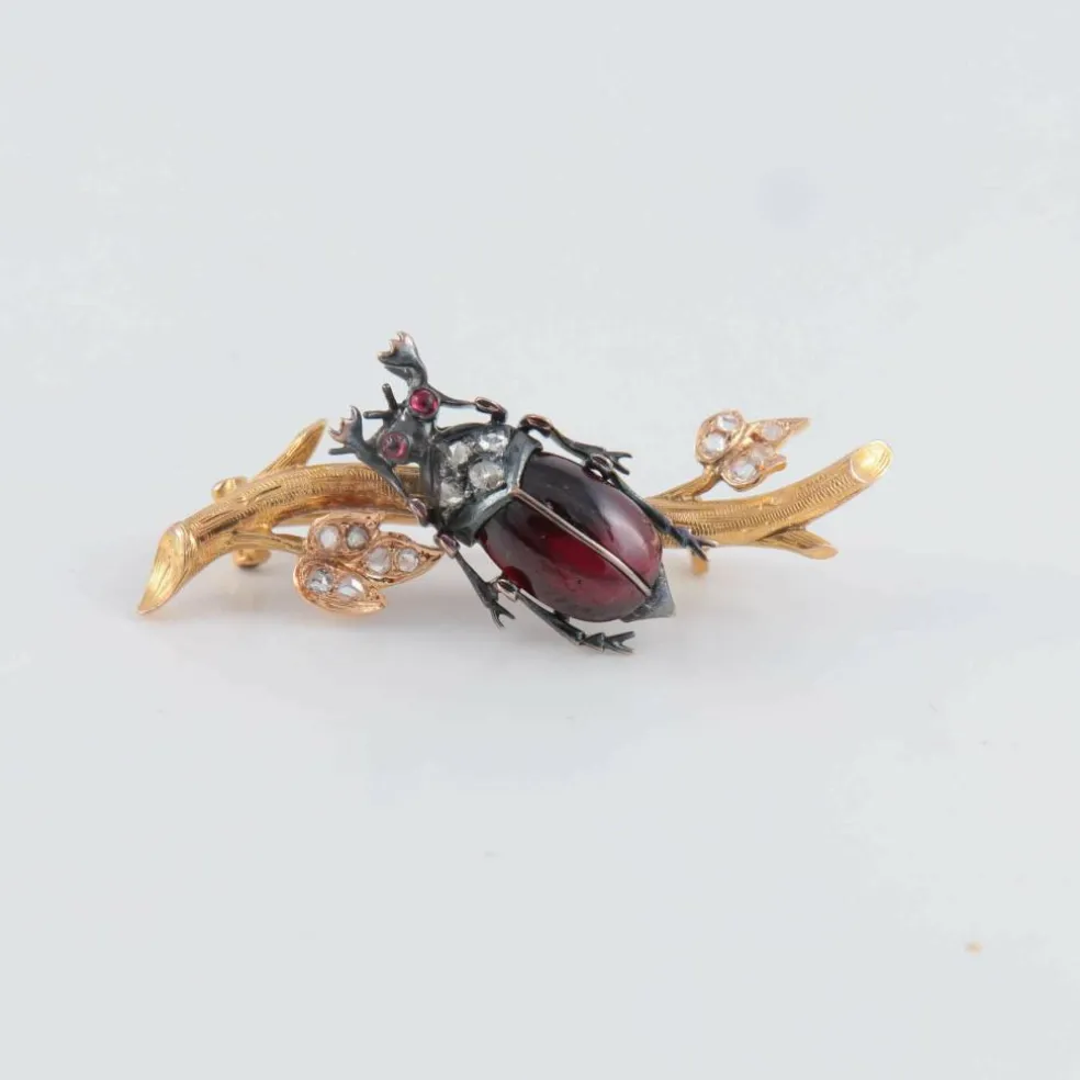 Broche Scarabée Grenat Napoléon III
