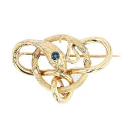 Broche serpent ancienne or et saphir