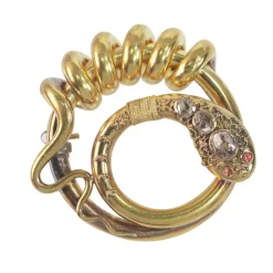 Broche serpent, diamants, rubis