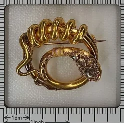 Broche serpent, diamants, rubis