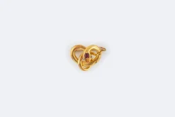 Broche serpent en or jaune avec rubis et diamants