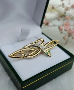Broche serpent émeraudes