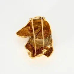 Broche Teckel Or Jaune Diamants