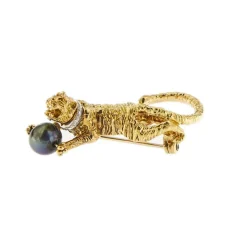 Broche Tigre perle et diamants