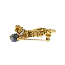 Broche Tigre perle et diamants