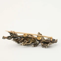 Broche Trembleuse fin XIXè, diamants, or rose et argent