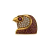 Broche tête d'aigle en or jaune, pavé de rubis et de diamants