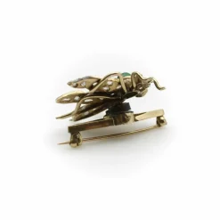 Broche victorienne en or avec diamants taille rose et insecte tremblant