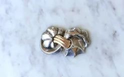 Broche vintage abstraite or rose et argent