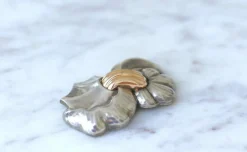 Broche vintage abstraite or rose et argent