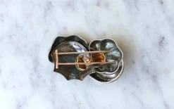 Broche vintage abstraite or rose et argent