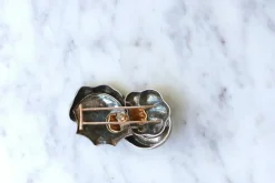 Broche vintage abstraite or rose et argent