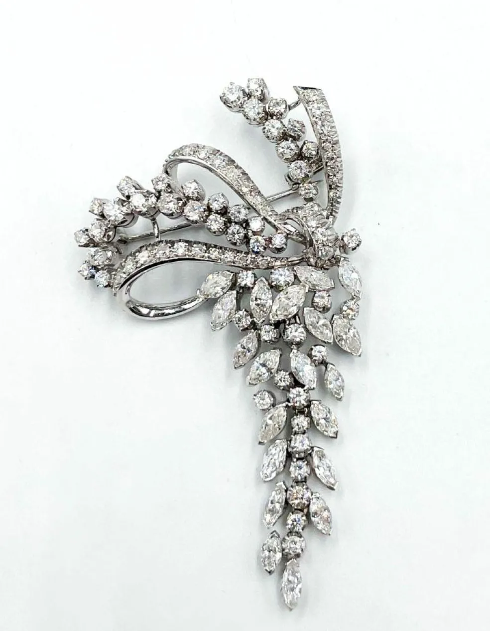 Broche Vintage années 50 or blanc diamants