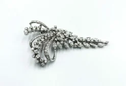 Broche Vintage années 50 or blanc diamants