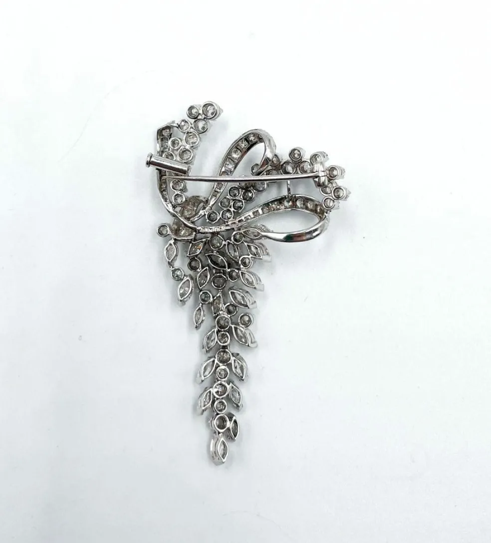 Broche Vintage années 50 or blanc diamants