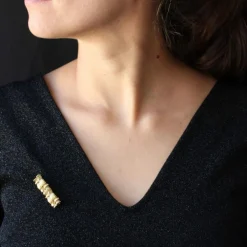 Broche vintage fagots d'or et diamants