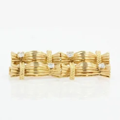 Broche vintage fagots d'or et diamants