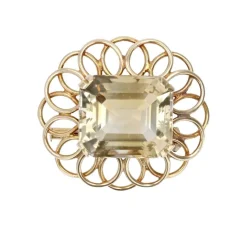 Broche vintage fleur d'or et citrine